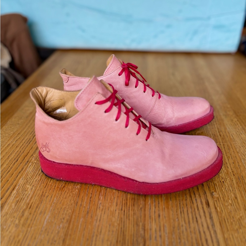 John Fluevog Coquihalla Boots Pink Red